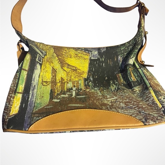 Vincent VanGogh shoulder bag/purse canvas and leather with gold accents. - Picture 2 of 7